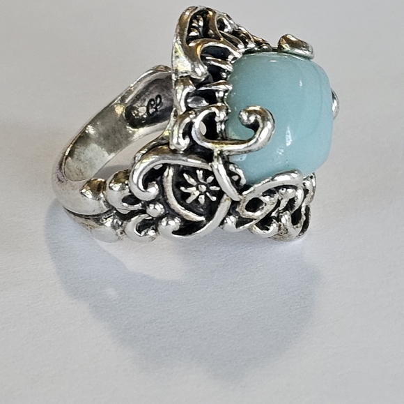 Carolyn Pollack Sterling Silver Amazonite Filigree Decorated Ring Sz 7! - Picture 3 of 5